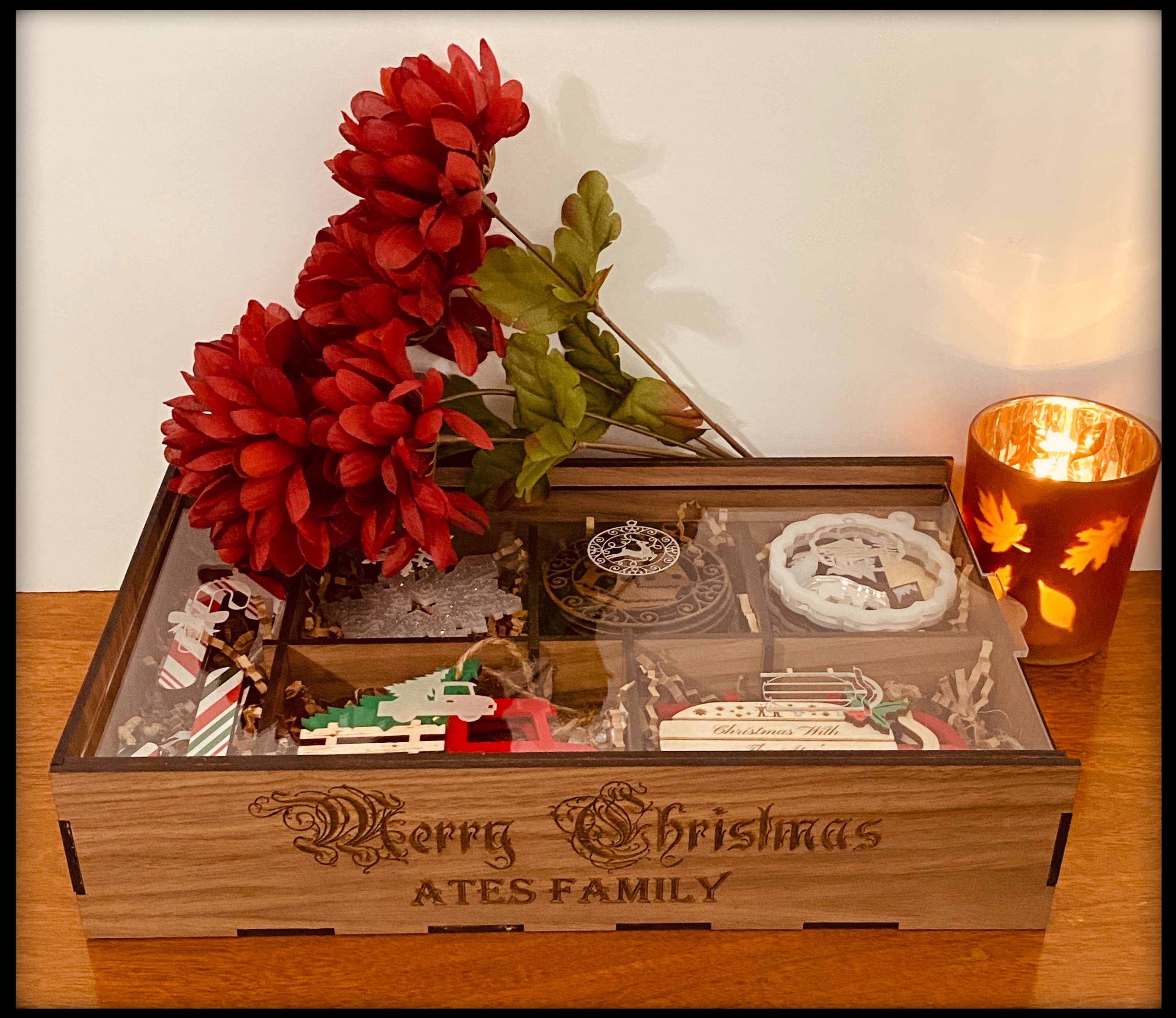 Gorgeous Custom Name 18-Piece Ornament Box Gift Set with